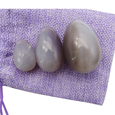 Yoni Eier Set Heilende polierte Graue Agate Ei Kaigl Vagina Dumbbell Yoni Massagesteine 3 Größen für das Intime Wohlbefinden