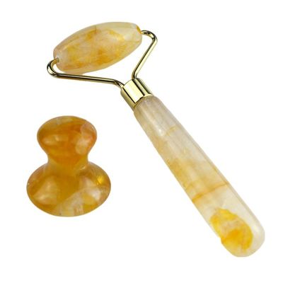 Gesichtsmassage-Werkzeuge Natürliche Gelbe Zitrin Gesichtsrolle 100% Natürliche Jade Massager für Muskelmassage Hautpflegeprodukte