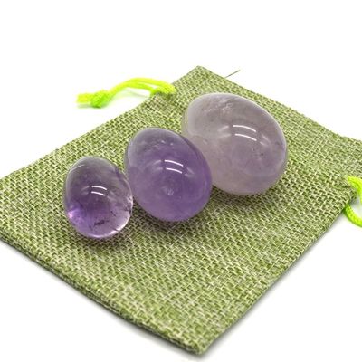 OEM akzeptiert geschnitzte Yoni Eier für Vaginalübungen natürliche Bohrungen Amethyst Jade Eier