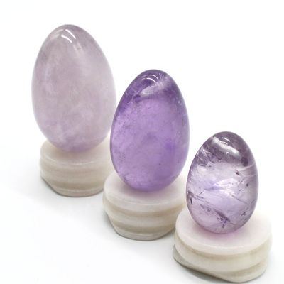 OEM akzeptiert geschnitzte Yoni Eier für Vaginalübungen natürliche Bohrungen Amethyst Jade Eier