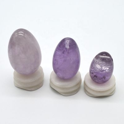 OEM akzeptiert geschnitzte Yoni Eier für Vaginalübungen natürliche Bohrungen Amethyst Jade Eier