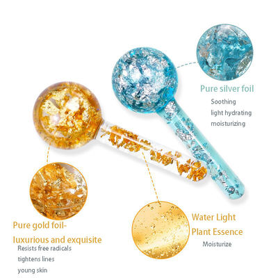 Borosilikatglas 24K Goldfolie Eiskugeln für Gesichtsmassager zur Verringerung von Schwellungen Entzündungen und Beutel unter den Augen