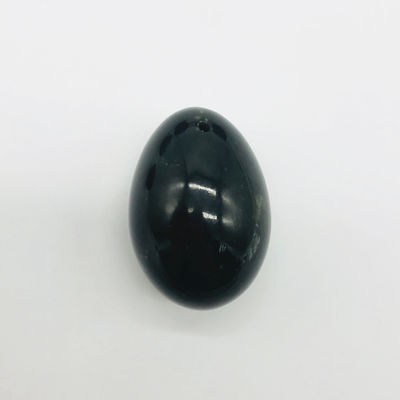 Natürliches dunkelgrünes, zertifiziertes, mittleres, gebohrtes Nephrit, Jade Yoni Eier 40*30 mm zum Nutzen