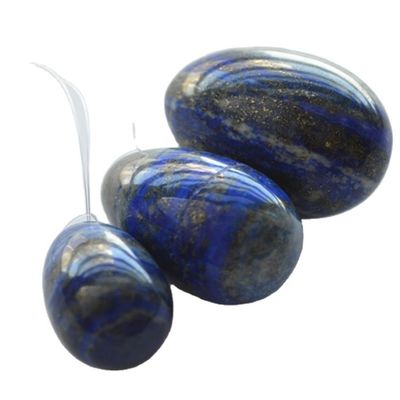Set aus 3 Lapis Lazuli Stein Eier Natur Kegel Übung Eier Edelstein Jade Yoni Eier Bohrt oder nicht Bohrt 3 Größen Hergestellt