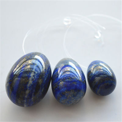 Set aus 3 Lapis Lazuli Stein Eier Natur Kegel Übung Eier Edelstein Jade Yoni Eier Bohrt oder nicht Bohrt 3 Größen Hergestellt