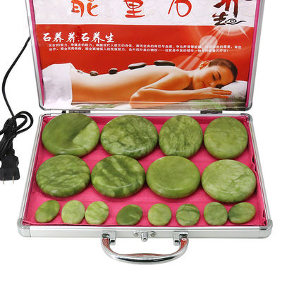 Massagetools Olivenstein Massager Stein mit Aluminium Heizkasten Wärme Massage-Kit Basalt Energie Steine für die Gesundheitsversorgung