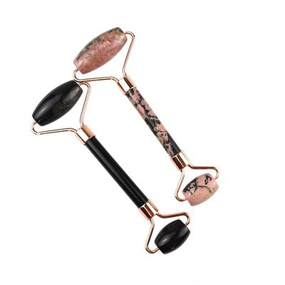 100% natürlicher Edelstein Schwarzer Obsidian Gesichtsschmalz Jade Guasha Roller Massager Gua Sha Gesichtsmassage Schönheitsmittel Hautpflege