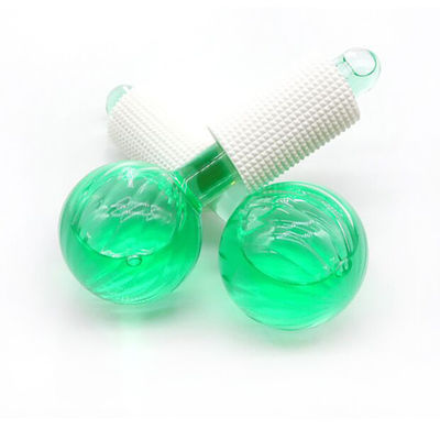 Blaue Gesichtsrolle Kalte Hautmassager für Gesichtsbehandlungen Grüne Eiskugeln Kühlung und Straffung Massagegerät