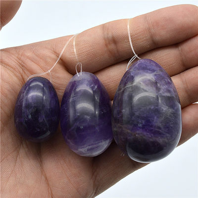 Schnitzte Jade Yoni Eier Amethyst Onyex Marmor Eier mit Jade Technik