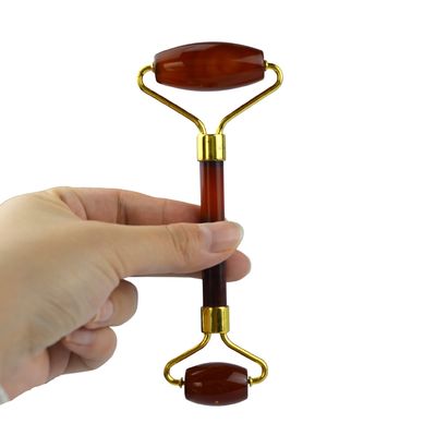 Personalisiertes Logo verfügbard Gesichtsschönheitsprodukt Karnelian Guasha Gesichtsrolle für 100% natürliche Kristall-Rote Achat-Massager