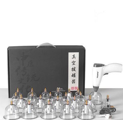 Massagetools Traditionelle chinesische 24 Stück Tassen Anti-Cellulite Elektrische Cupping Set Vakuum Gua Sha Cupping Therapie mit Pump Gun Extension Tube