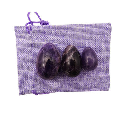Edelstein-Schnitzerei Natur-Ametyst-Kristall-Eier-Set von 3PCS Hand geschnitzt Kegel-Jade-Eier für Frauen-Empowerment