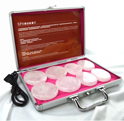 Körpermassage Klarer Quarzstein Gua Sha 8 Stück Guasha Set mit Heizkasten Wärmemassage Energie Steine
