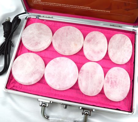 Körpermassage Klarer Quarzstein Gua Sha 8 Stück Guasha Set mit Heizkasten Wärmemassage Energie Steine