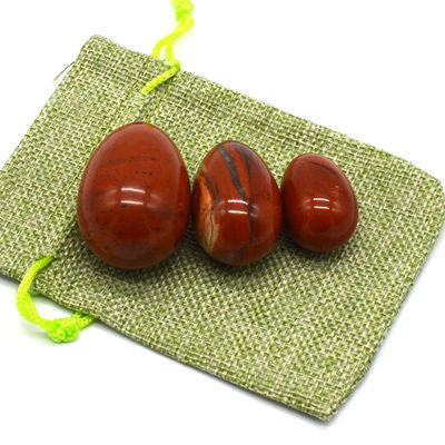 Rote Jaspis-Eier Natursteine Heilsteine Handwerk Kegel-Übung für Frauen Kristall Yoni-Eier Sätze Regionalmerkmal
