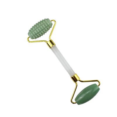 Custom Logo Grün Aventurin Gesichts Jade Roller Gua Sha Werkzeuge Kristall Griff Massager für Gesicht Auge Hals Massage im Jahr 2024