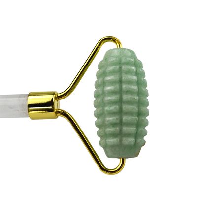 Custom Logo Grün Aventurin Gesichts Jade Roller Gua Sha Werkzeuge Kristall Griff Massager für Gesicht Auge Hals Massage im Jahr 2024