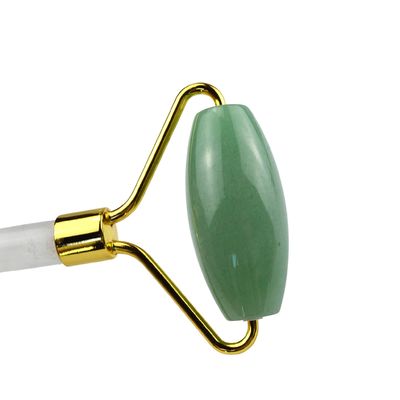 Custom Logo Grün Aventurin Gesichts Jade Roller Gua Sha Werkzeuge Kristall Griff Massager für Gesicht Auge Hals Massage im Jahr 2024