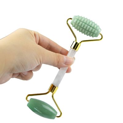 Custom Logo Grün Aventurin Gesichts Jade Roller Gua Sha Werkzeuge Kristall Griff Massager für Gesicht Auge Hals Massage im Jahr 2024
