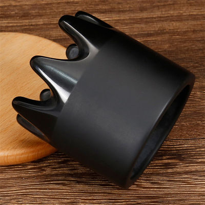 6*6*6.1cm Natürlicher schwarzer Bian Stein Gua Sha Schrauben Massager Jade Stein Guasha Kopfhaut Kamm Kopf Massage Meridian Bagger Kamm