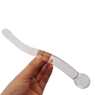 Geschnitzte Technik 250mm Kristallglas Dildo Massage-Stab für Frauen Yoni Wand Stick Feng Shui Stil kundenspezifisches Logo