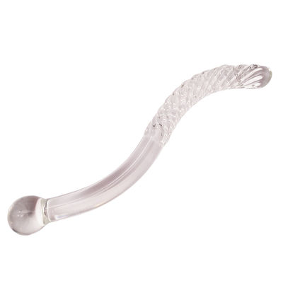 Geschnitzte Technik 250mm Kristallglas Dildo Massage-Stab für Frauen Yoni Wand Stick Feng Shui Stil kundenspezifisches Logo