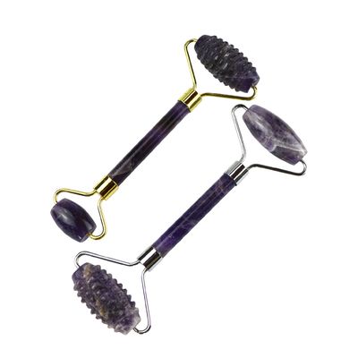 Gesichtsmassage Ausrüstung Lila Amethyst Gua Sha Jade Roller für den Hals Roller Guasha Massagetool Anpassung in Box Verpackung
