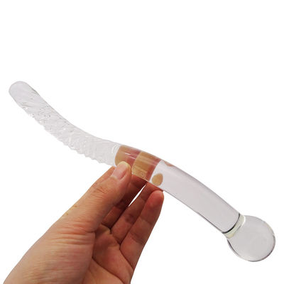 Geschnitzte Technik 250mm Kristallglas Dildo Massage-Stab für Frauen Yoni Wand Stick Feng Shui Stil kundenspezifisches Logo
