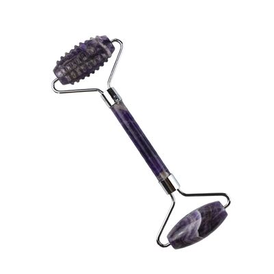 100% Original Natur Anti-Aging Guasha Massage Custom Amethyst Derma Gesichts Stein Ball Gua Sha Rollen Massager mit Logo