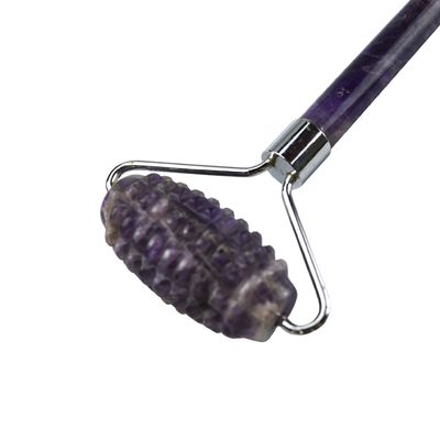 100% Original Natur Anti-Aging Guasha Massage Custom Amethyst Derma Gesichts Stein Ball Gua Sha Rollen Massager mit Logo