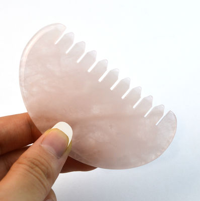 Gesichtsmassager Natürliches Rose Quarz Jade Haar Kamm Gua Sha Werkzeuge Jade Kopfhautmassager Für Kopfmassage Therapie Entlastung Kopfhaut Spannung