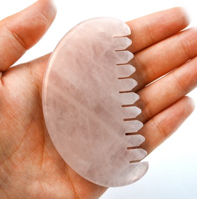 Gesichtsmassager Natürliches Rose Quarz Jade Haar Kamm Gua Sha Werkzeuge Jade Kopfhautmassager Für Kopfmassage Therapie Entlastung Kopfhaut Spannung