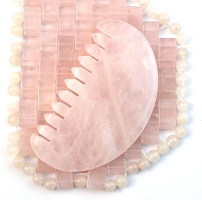 Gesichtsmassager Natürliches Rose Quarz Jade Haar Kamm Gua Sha Werkzeuge Jade Kopfhautmassager Für Kopfmassage Therapie Entlastung Kopfhaut Spannung