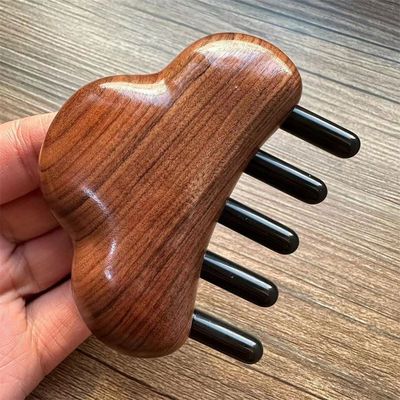 Körpermassage und Haarwachstum Rosenholz Massage Kamm für den Kopf Gua Sha 8.5*7.5*2.3cm