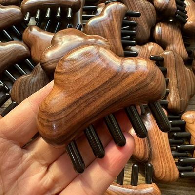 Körpermassage und Haarwachstum Rosenholz Massage Kamm für den Kopf Gua Sha 8.5*7.5*2.3cm