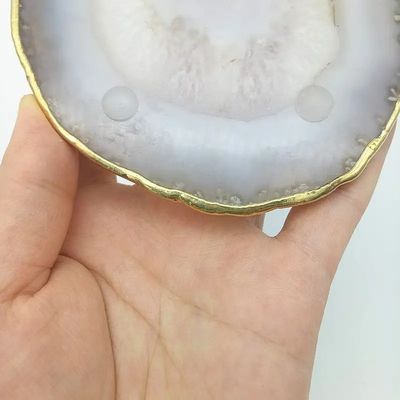 Regionale Besonderheit Agate Coaster Graue Scheiben Polierte Kristall Naturgemäste Blumenkrug Gravur Volkskunst Schnitzerei
