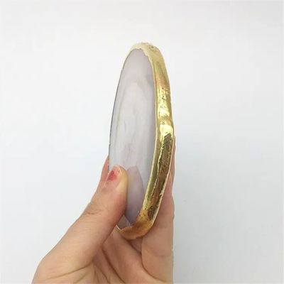 Regionale Besonderheit Agate Coaster Graue Scheiben Polierte Kristall Naturgemäste Blumenkrug Gravur Volkskunst Schnitzerei