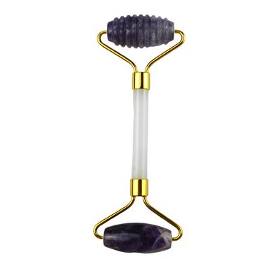 Anti-Fall-Gesichtsmassage-Werkzeug Natürliche Amethyst Guasha Roller mit Geräuschfreien Jade Stein