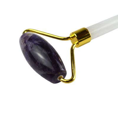 Anti-Fall-Gesichtsmassage-Werkzeug Natürliche Amethyst Guasha Roller mit Geräuschfreien Jade Stein