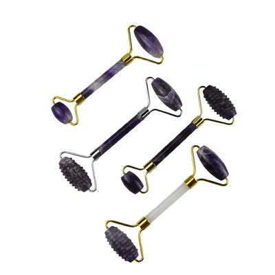 Natürliche gekrümmte Gesichts-Guasha-Massage Amethyst Gesichtsrolle Gua Sha für Gesicht Auge Hals Körper kundenspezifisches Logo erhältlich