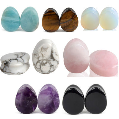 Stein Ohrmuschel Ausdehnung Pug Piercing Körper Schmuck Naturkristall Jade Stein beliebt OEM ODM Agat Stecker Tunnel Schmuck