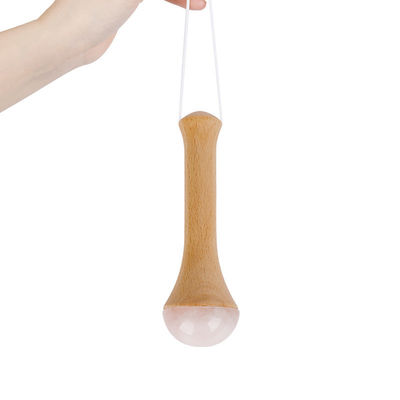 Körpermassager Holzgriffe Rosenquarz für Meridian-Doggen und Gua Sha Entspannungsmassage