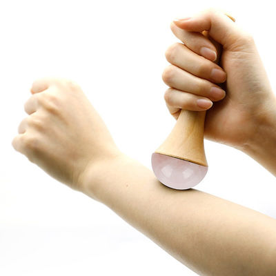 Körpermassager Holzgriffe Rosenquarz für Meridian-Doggen und Gua Sha Entspannungsmassage