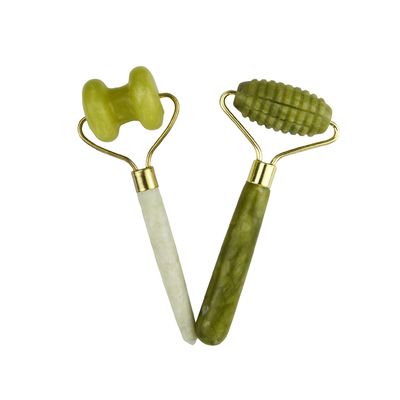 Gesichtsmassager Xiuyan Jade Doppelkopf Natürliche Gesichtsschönheitsmassage Werkzeug Jade Roller Gesicht Dünnmassager Entspannungswerkzeug
