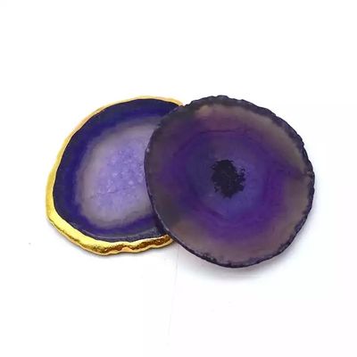 Oval polierte Naturkristall-Agat-Scheiben Gold Rande Agat-Coaster mit MASCOT Thema Oval Form Oval Design Oval