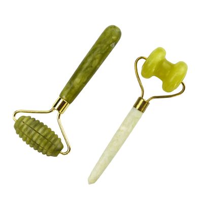 Gesichtsmassager Xiuyan Jade Doppelkopf Natürliche Gesichtsschönheitsmassage Werkzeug Jade Roller Gesicht Dünnmassager Entspannungswerkzeug