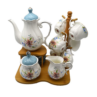 Faszinierendes Blumenthema Chinesisches Porzellan-Tee-Set in weißer Farbe perfekt für Hochzeitsgeschenke 23*22/15*10/6.5*14.5/11*12.5cm
