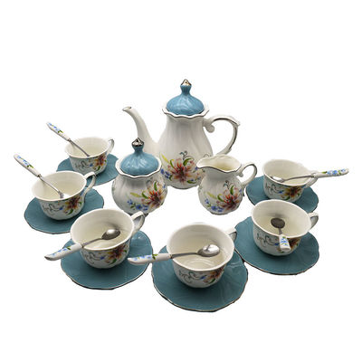 Faszinierendes Blumenthema Chinesisches Porzellan-Tee-Set in weißer Farbe perfekt für Hochzeitsgeschenke 23*22/15*10/6.5*14.5/11*12.5cm