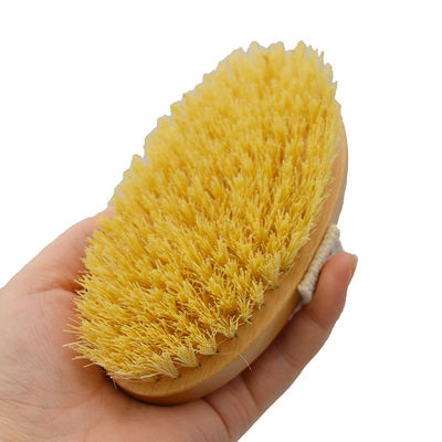 Sisal Bristle Trockene Körperbürste zur Exfoliation von Cellulite und Massage trockener Haut in Holzfarbe