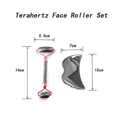 Energie Stein Guasha Massager für Gesicht Augen Hals Finger 5,5*14 cm Silber Terahertz Gesichtsrolle Gua Sha Set